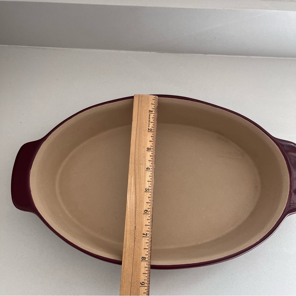 PAMPERED CHEF Stoneware Family Heritage Burgundy WINE Baking Dish 14 x 8 - Picture 6 of 6